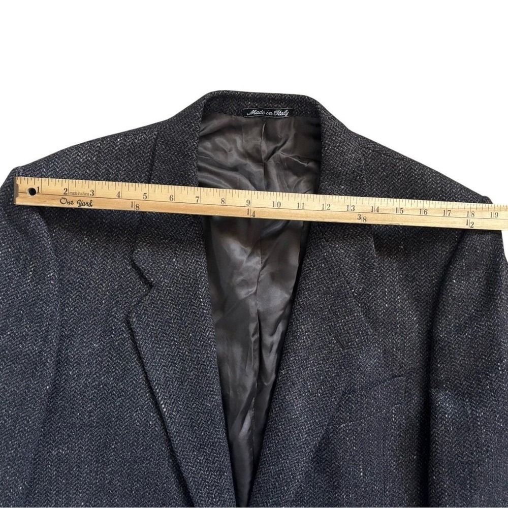 90s Mani Giorgio Armani Silk Wool Tweed Blazer Men 46L Gray Brown Chevron Italy - Picture 9 of 12